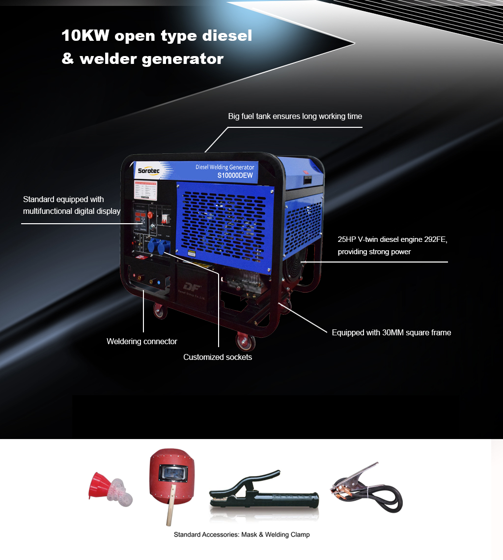 10KW Open Type Diesel Welding Generator