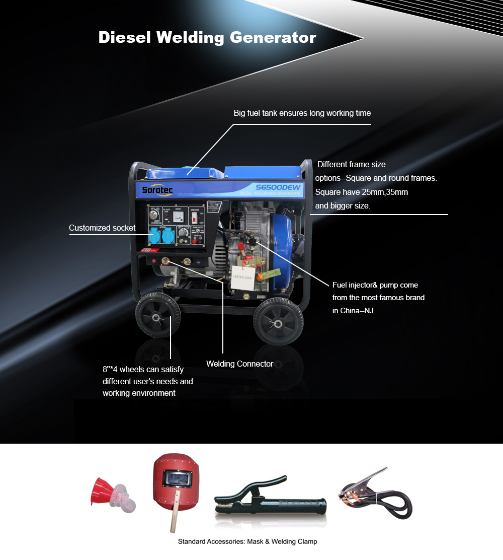 220A Welding Saiki 3.2 lan 4.0 mm Welding Rod Welder Diesel Generator for Sale